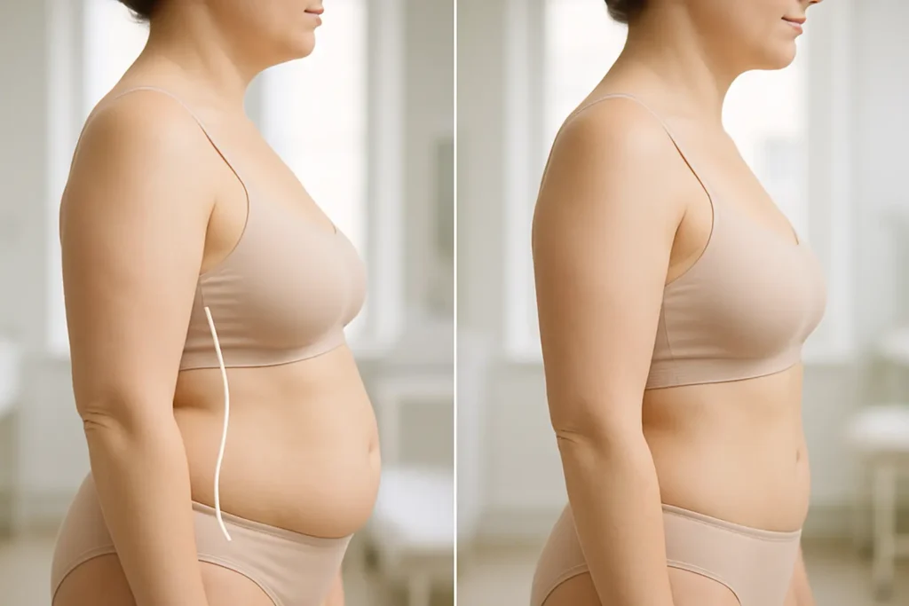 antes y después de cavitación abdominal